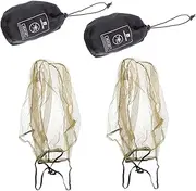 [BESPORTBLE] 2Pcs Outdoor Hat Mesh Mask Lightweight Insect Netting Head Cover for Beekeeping Hiking Camping Fishing Breathable Protection Against Green