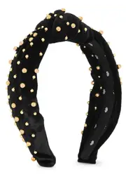 Lele Sadoughi Multi Beaded Velvet Knot Headb - Black ONE SIZE