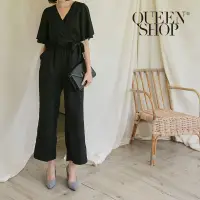 在飛比找蝦皮商城優惠-Ｑｕｅｅｎ Ｓｈｏｐ【04050519】簡約交叉開襟綁帶連身