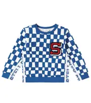 [Stella McCartney Kids] Stella McCartney Kids Checked cotton jersey sweatshirt Y 4 blue
