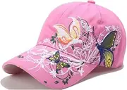 [Gudoye] Western Butterfly Embroidery Sequins Washed Cotton Hat AdjustableStrap Snapback Causal Sun Protection Women Baseball Cap