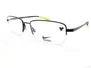 Nike Flexon Glasses Frame Black with Green Tips 56mm Semi Rimless 4306 004