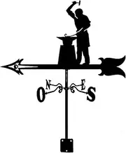 Weather Vane Ornament, Weather Vane for Roofs Weathervane with Blacksmith Silhouette Ornamental Wind Direction Indicator Metal Wind Vane with Coating Weathercock