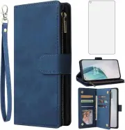 Compatible with OnePlus Nord N10 5G Wallet Case Tempered Glass Screen Protector