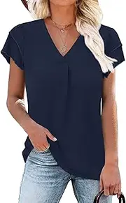 [GOUCEHN] Womens Summer Casual Tops Short Sleeve V Neck Shirts Dressy Work Business Blouses