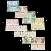 Bingo Paper Game Cards - 4 cards - 8 sheets - 50 books - 8 Inch Square Size Disposable Sheet - Made in USA