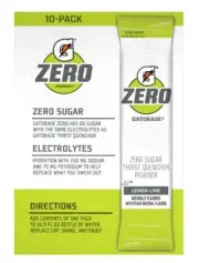 Gatorade Zero Zero Sugar Thirst Quencher Powder Lemon Lime 0.10 Oz 10 Count