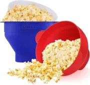 The Original Korcci Microwaveable Silicone Popcorn Popper, Microwave Blue+Red