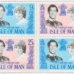 英皇家屬地曼島〈查爾斯王子與黛安娜王妃／皇家婚禮〉紀念郵票／四枚一套小全張／伊莉莎白二世／ELIZABETH II