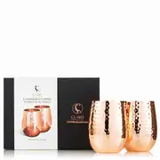 Clinq Hammered Stemless Copper Wine Glasses | Sans Drinks