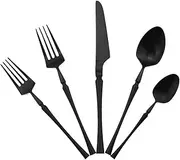 [Gugrida] Unique & Beautiful Flatware Set - 20 Piece Iridescent Silverware Sets | 18/10 Stainless Steel Reusable Cutlery Set | Utensils Service For 4 with Dessert Fork, Knife, Spoon, Dinner Fork Service for 4 Black