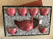 NEW! Ceramic Teapot Infuser Set Amaranth Reddish Rose Color