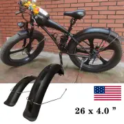 Black Mudguards E-Bike Fenders 26" Fat Tire 4.0 Wide Mud Guards Fender Set