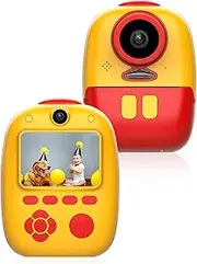 Thermal Instant Print Camera Digital Video Camera 2 Inch High-Definition Large Display Screen 26 Megap el Max. 32GB TF Card Storage with Printing Paper Hanging Rope Stickers Color Pens Low & red 1#