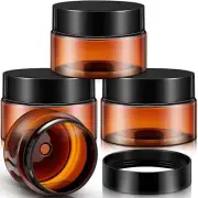 4 Pieces 1oz Round Amber Glass Jars Empty Cosmetic Cream Containers with Lids