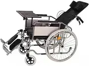 Wheelchair Fully Reclining Wheelchair 6 in 1 Multifunctional Folding Manual Wheelchair Commode W/Headrest High Back Bathroom Wheelchair Scooter for Seniors,220lbs Driving Trolley