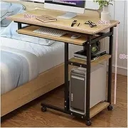 Bedside Desk C-Shaped Base Laptop Desk Home Office Days Overbed Table, Hospital Bed Table Over Bed Sofa Laptop with Storage Shelves Table Wheels Side Table (Color : Black Willow Wood, Size : Fixed)