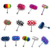 Koosh Metal Tickler Vibrating Tongue Ring 14g Piercing bar Barbell Stud Battery