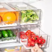 2-Pack Fridge Organizer Bins with Pull-Out Drawers | Clear Stackable Organizers