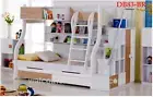 SINGLE OVER Double BROWN BUNK BED + TRUNDLE +STAIRCASE +DRAWERS