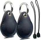 Airtags 2 Pack Leather Holder for Keychain, Hidden Airtag Case for Apple GPS Tra