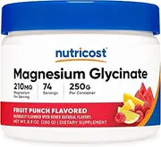 Nutricost Magnesium Glycinate Powder (Fruit Punch, 250 Grams) - Chelated Magnesium (30%) Glycinate