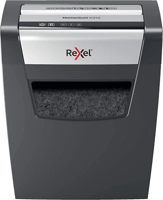 Momentum X312 Cross Cut Paper Shredder, Shreds 12 Sheets, 23 Litre Bin, Black, 2