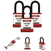 Zing 700Ka3-Red Lockout Padlock,1-1/2" H Shackle,Pk3