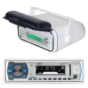 Pyle PLMRB29W 1DIN Marine Boat AM FM SD USB Player Radio + PLMRCW3 Housing