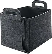 MUELODSIC Foldable Felt Storage Box Large Grey Organizer with Handles for Household Supplies Sundries for Laundry Room Bedroom and Closet