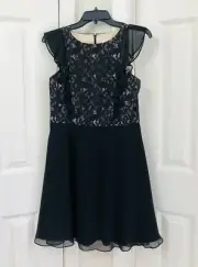 Aidan by Aidan Mattox Lace Cascade Ruffle Cocktail Dress