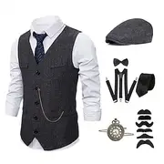 Vintage 1920s Outfits Party Costume The Great Gatsby Men's Party Formal Evening Party Evening Adults' Cravat Vest Hat All Seasons