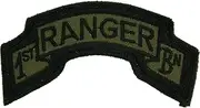 [Artisan Owl] United States Army 1st Ranger Battalion Patch,Subdued Woodland/Green, with Iron-On Adhesive