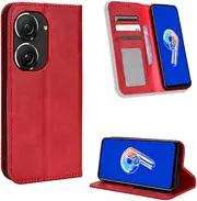 Asus Zenfone 10/Zenfone 9 Case [Wallet] [Clip Function] [Card Slots] [Magnetic Flip Cover] Compatible with Asus Zenfone 10/Zenfone 9 Smartphone (Red)