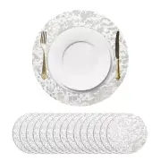 16Pcs Silver Tone Disposable Round Placemats,13"Metallic Glitters Foil Mesh Mats