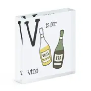 Letter V Is For Vino Acrylic Photo Block Frame Funny Alphabet