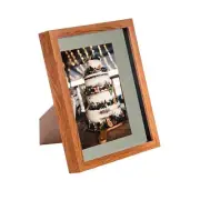 1x Dark Wood 8" x 10" Acrylic 3D Box Photo Picture Frame - Grey 5" x 7" Mount
