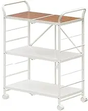 Free Installation Floor-Standing Shelf,Microwave Pot Storage Rack,Foldable Mobile Trolley,Suitable for Living Room Bathroom(62.5x38x83cm)