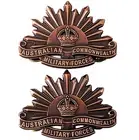 WW1 - WW2 Australian Army rising brown sun collar badges replica AIF ANZAC type