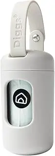 DIGGS Dog Poop Bag Dispenser for Leash - Premium Dog Waste Bag Holder with Easy One-Hand Dispensing (Ash)