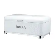 Lovello Carbon Steel Textured Bread Bin Storage Container 42x22cm Ice White