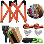 Avoik Moving Straps Lifting Kit Moving Strap for 2-Person and Widen Handle Lifting Straps for 1-Person Furniture Moving Straps for House-Moving, Mattress Appliances Boxes Heavy Objects Moving（Orang）