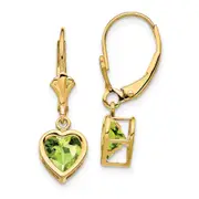 14k Yellow Gold 6mm Heart Peridot Earrings