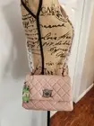 Badgley Mischka Diamond Quilt Convertible Crossbody Bag - Blush Chain Strap