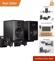 Wall Mount Speaker Stands with 45° Swivel and 7.5° Tilt for Optimal Listening