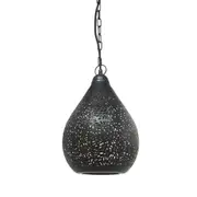 Aquarius Small 1 Light Perforated Teardrop Pendant Black - ZAF10225BK