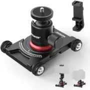 Camera Slider Dolly with 360° Panorama for DSLR and Smartphone Use