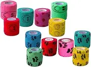 2 inch Vet Wrap Tape Bulk, FDA Approved, Dog Cat Pet Horse Self Stick Adhesive Adhering Bandage Rap Grip Roll, Assorted Colors 6, 12, 18, or 24 Packs