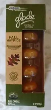 GLADE Scented Oil Candle refills FALL HAYRIDE 1 BOX WITH 4 REFILLS