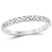 14kt White Gold Round Diamond Zigzag Stackable Band Ring 1/10 Cttw